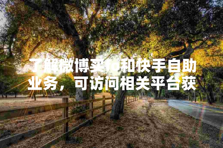 了解微博买fo和快手自助业务，可访问相关平台获取更多信息。