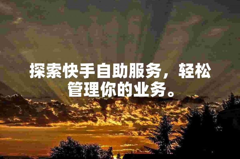 探索快手自助服务，轻松管理你的业务。