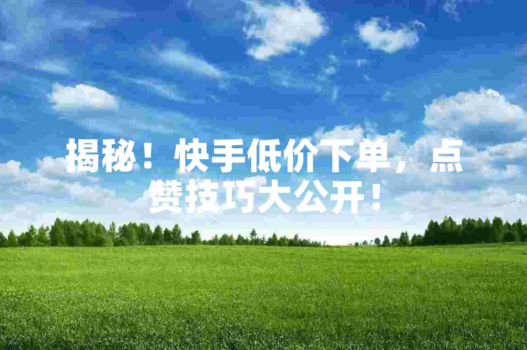 揭秘！快手低价下单，点赞技巧大公开！