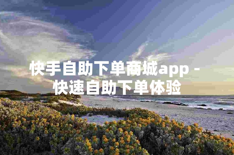 快手自助下单商城app - 快速自助下单体验