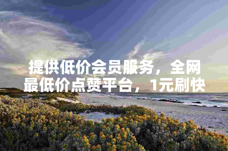 提供低价会员服务，全网最低价点赞平台，1元刷快手亲密度。