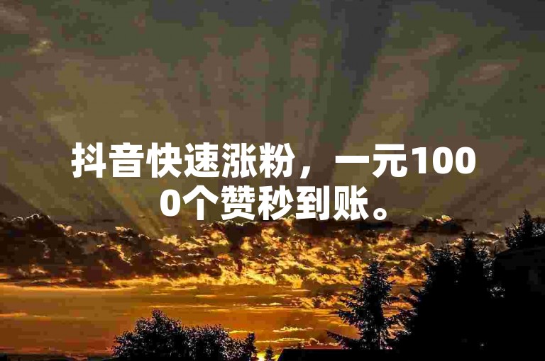 抖音快速涨粉，一元1000个赞秒到账。