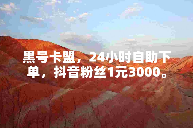 黑号卡盟，24小时自助下单，抖音粉丝1元3000。