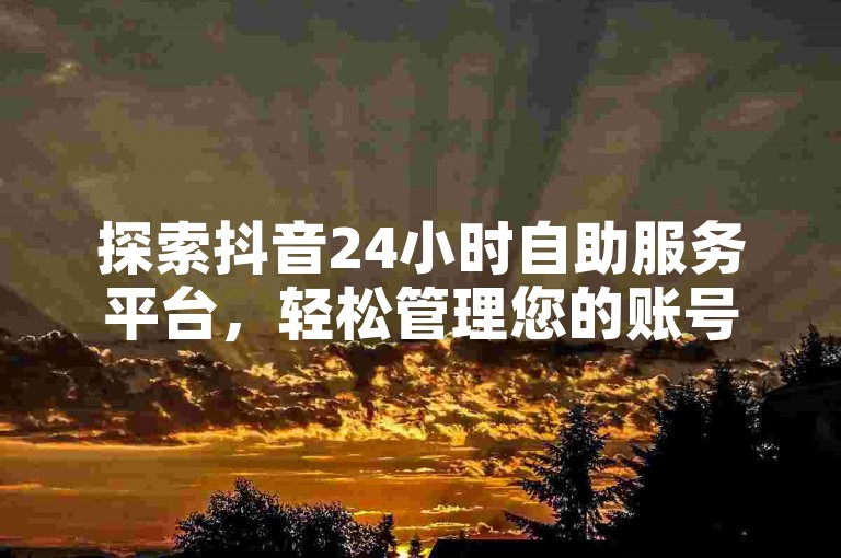 探索抖音24小时自助服务平台，轻松管理您的账号。