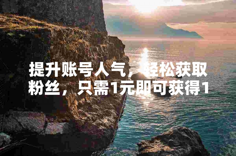 提升账号人气，轻松获取粉丝，只需1元即可获得1000粉！