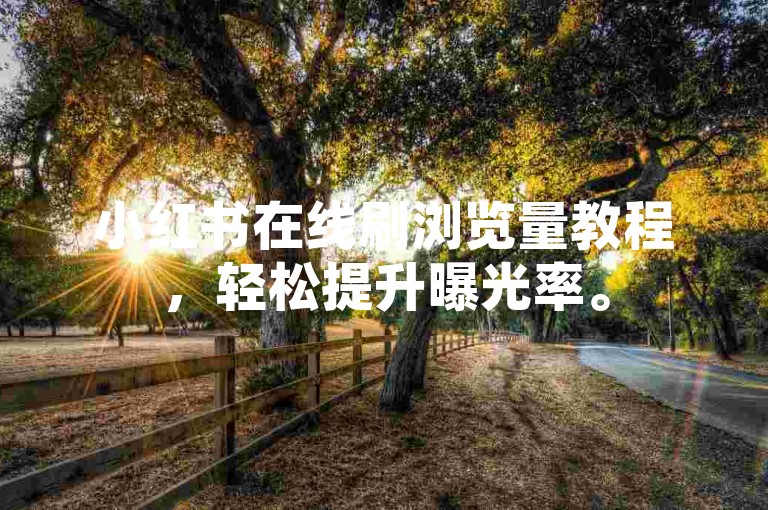 小红书在线刷浏览量教程，轻松提升曝光率。