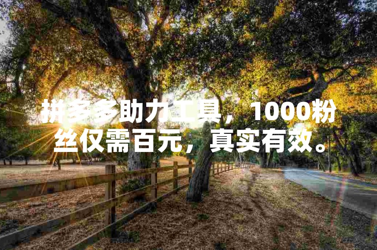 拼多多助力工具，1000粉丝仅需百元，真实有效。