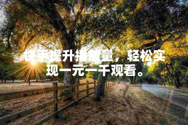 快手提升播放量，轻松实现一元一千观看。
