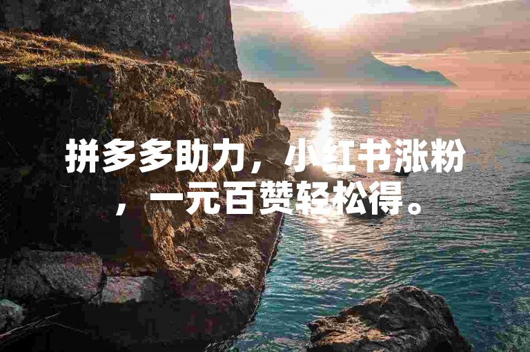 拼多多助力，小红书涨粉，一元百赞轻松得。