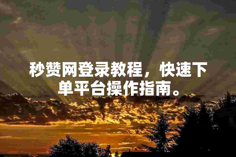 秒赞网登录教程，快速下单平台操作指南。