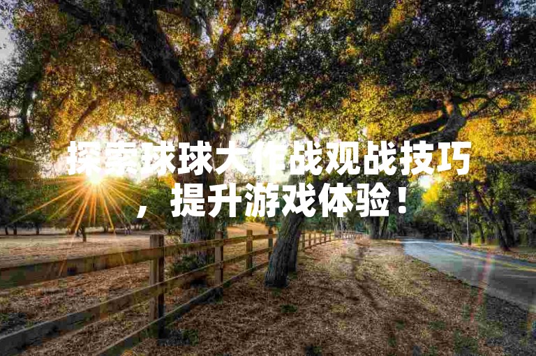 探索球球大作战观战技巧，提升游戏体验！
