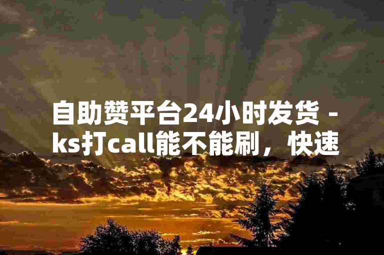 自助赞平台24小时发货 - ks打call能不能刷，快速提升视频热度，自助赞平台24小时发货服务了解一下。ks打call能否刷赞？答案在这里揭晓。