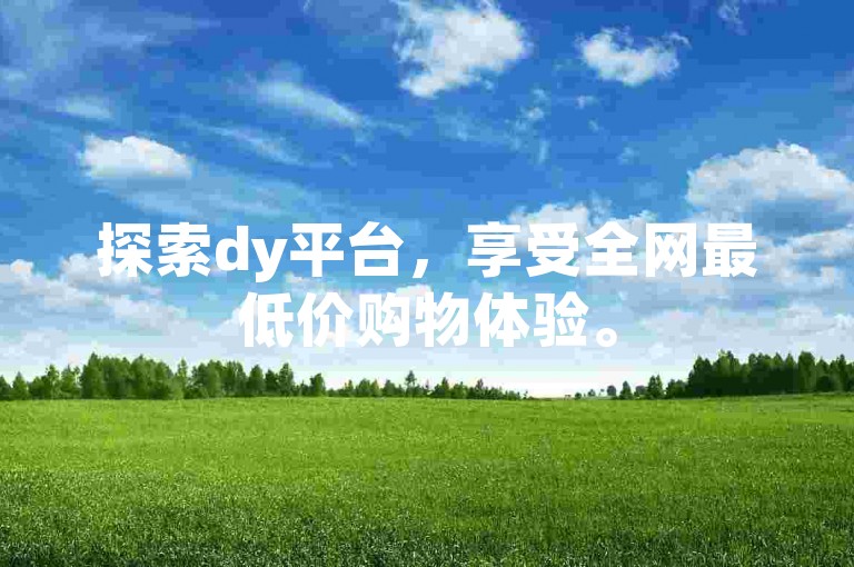 探索dy平台，享受全网最低价购物体验。