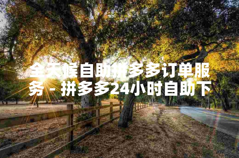 全天候自助拼多多订单服务 - 拼多多24小时自助下单平台
