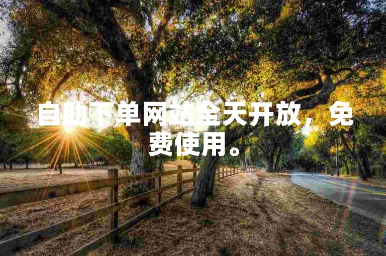 自助下单网站全天开放，免费使用。