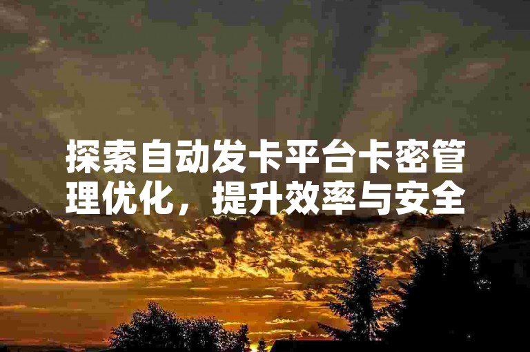 探索自动发卡平台卡密管理优化，提升效率与安全性。