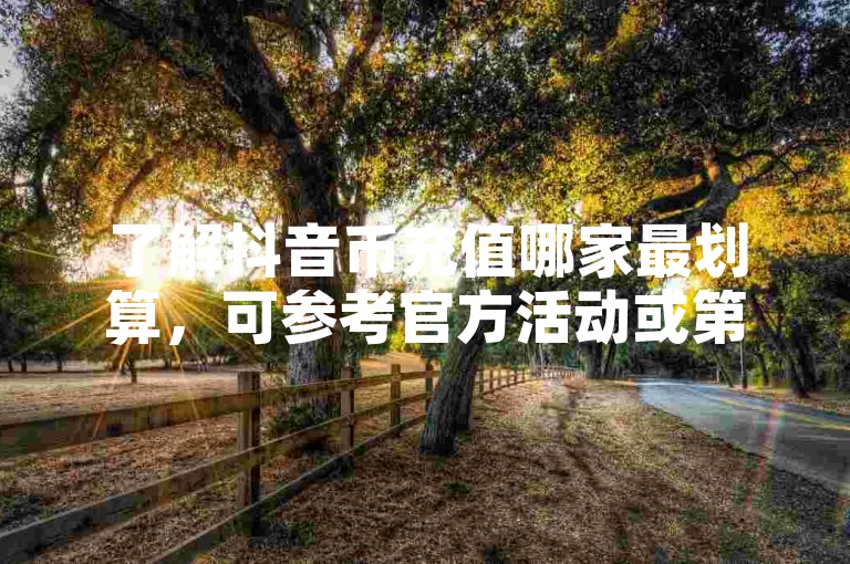 了解抖音币充值哪家最划算，可参考官方活动或第三方平台。
