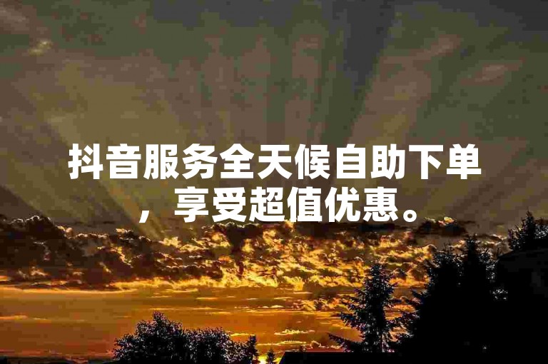 抖音服务全天候自助下单，享受超值优惠。