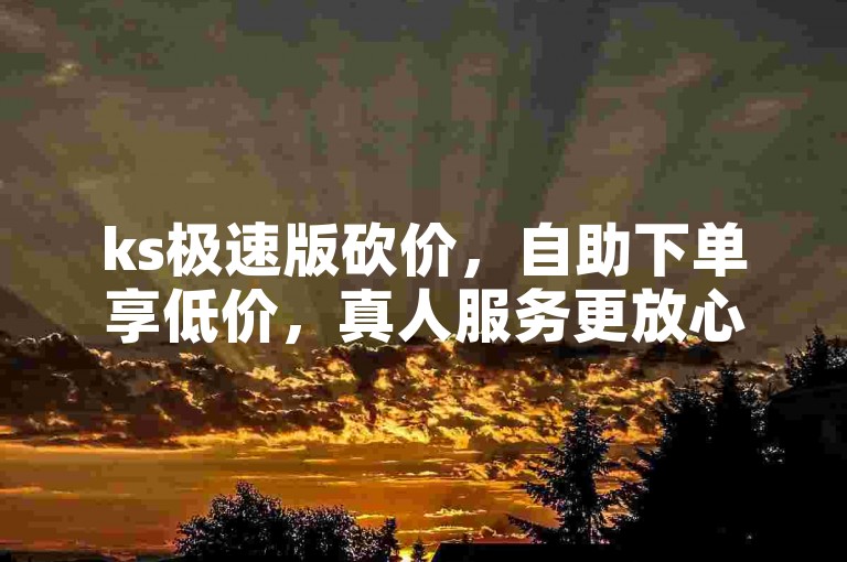 ks极速版砍价，自助下单享低价，真人服务更放心。