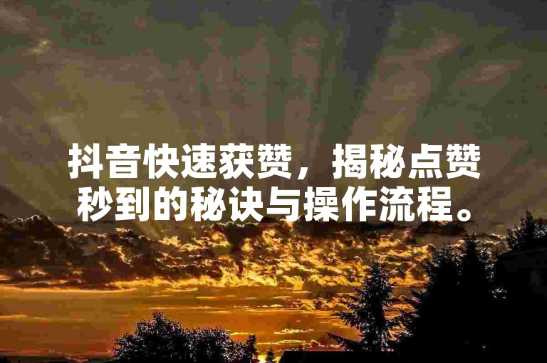 抖音快速获赞，揭秘点赞秒到的秘诀与操作流程。