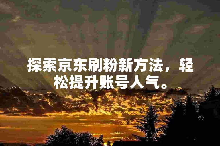 探索京东刷粉新方法，轻松提升账号人气。