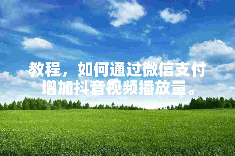 教程，如何通过微信支付增加抖音视频播放量。