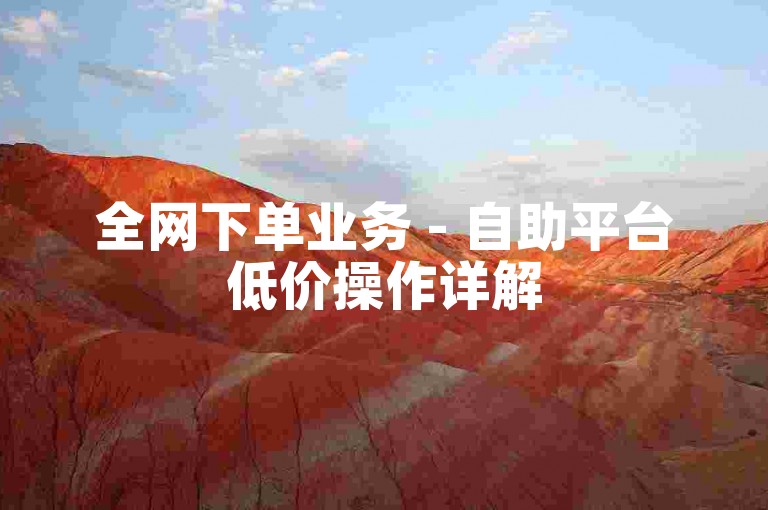 全网下单业务 - 自助平台低价操作详解