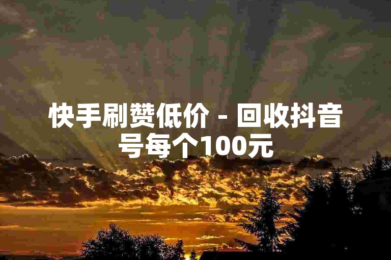 快手刷赞低价 - 回收抖音号每个100元
