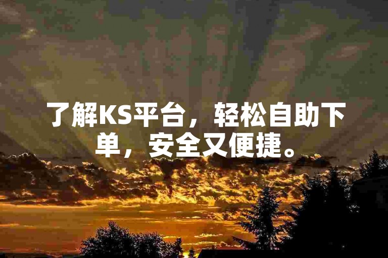 了解KS平台，轻松自助下单，安全又便捷。