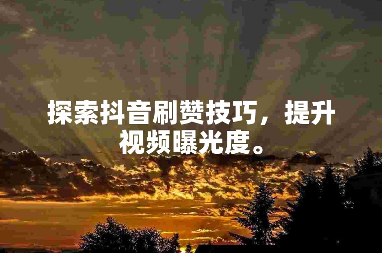 探索抖音刷赞技巧，提升视频曝光度。