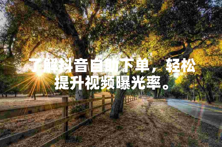 了解抖音自助下单，轻松提升视频曝光率。