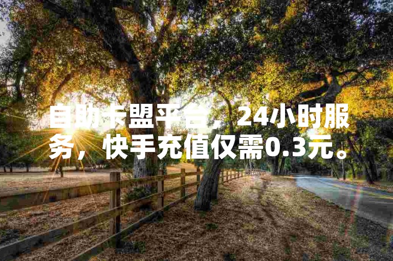 自助卡盟平台，24小时服务，快手充值仅需0.3元。