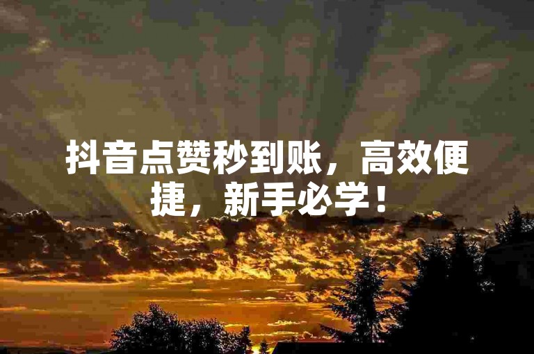 抖音点赞秒到账，高效便捷，新手必学！