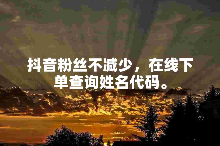 抖音粉丝不减少，在线下单查询姓名代码。