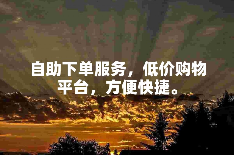 自助下单服务，低价购物平台，方便快捷。