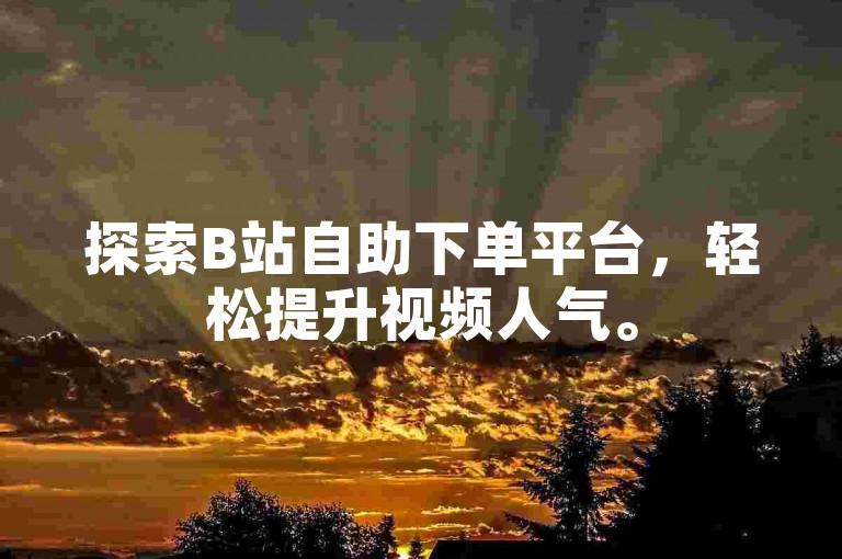 探索B站自助下单平台，轻松提升视频人气。