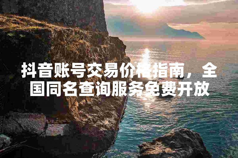 抖音账号交易价格指南，全国同名查询服务免费开放。