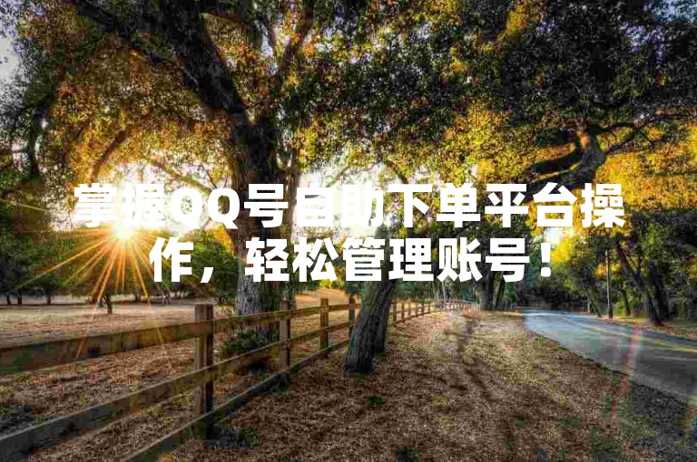 掌握QQ号自助下单平台操作，轻松管理账号！