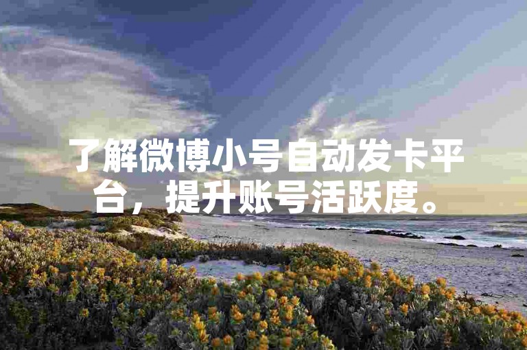 了解微博小号自动发卡平台，提升账号活跃度。