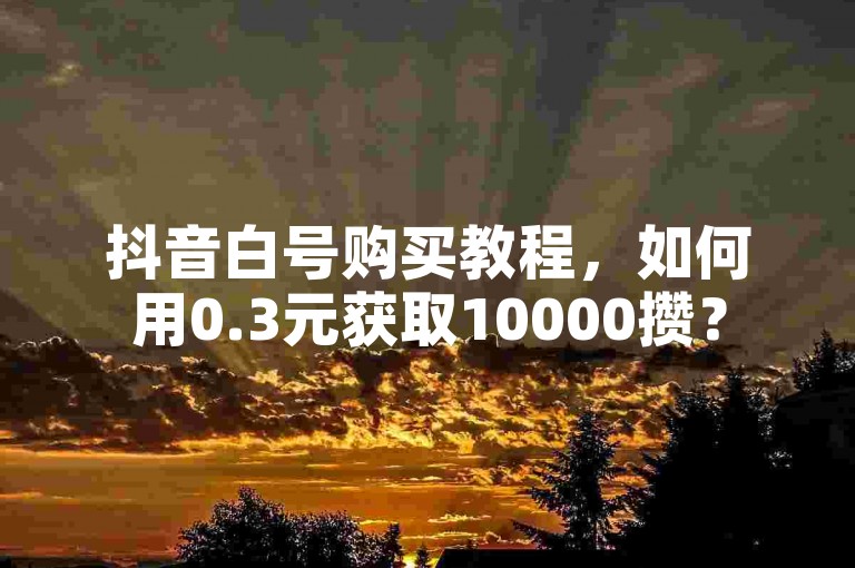 抖音白号购买教程，如何用0.3元获取10000攒？
