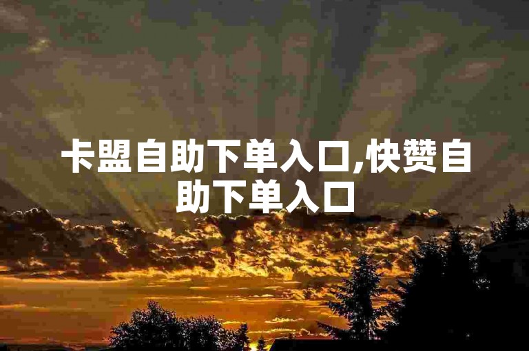 卡盟自助下单入口,快赞自助下单入口