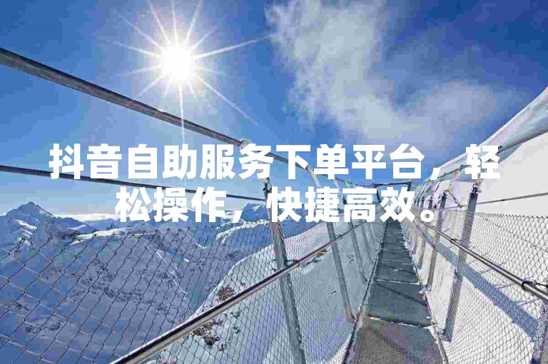 抖音自助服务下单平台，轻松操作，快捷高效。
