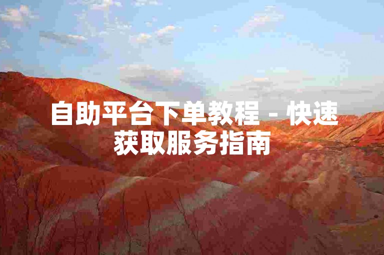 自助平台下单教程 - 快速获取服务指南
