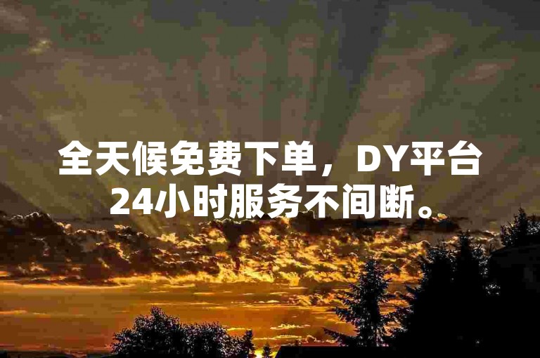 全天候免费下单，DY平台24小时服务不间断。
