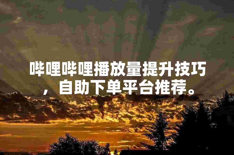 哔哩哔哩播放量提升技巧，自助下单平台推荐。