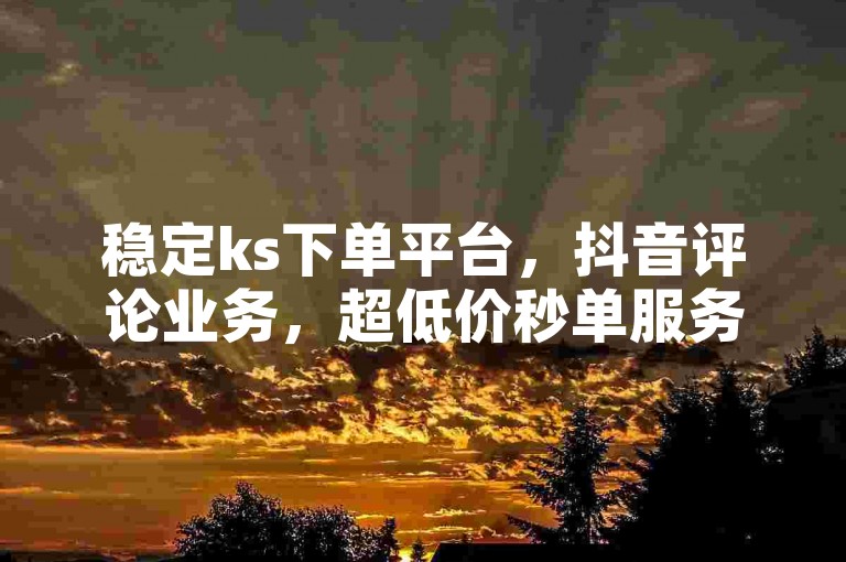 稳定ks下单平台，抖音评论业务，超低价秒单服务。