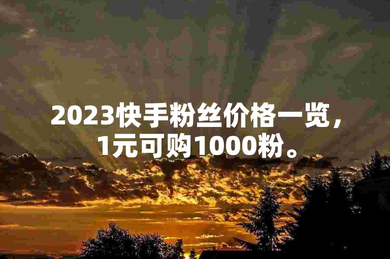 2023快手粉丝价格一览，1元可购1000粉。