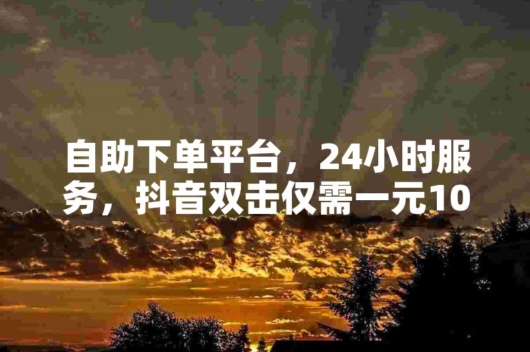 自助下单平台，24小时服务，抖音双击仅需一元100个。