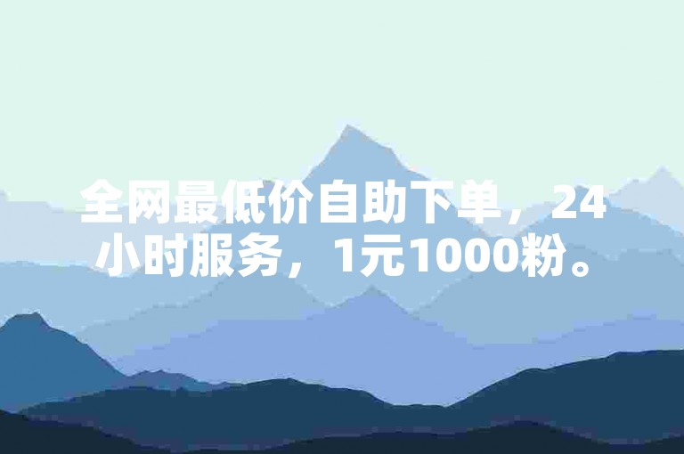 全网最低价自助下单，24小时服务，1元1000粉。