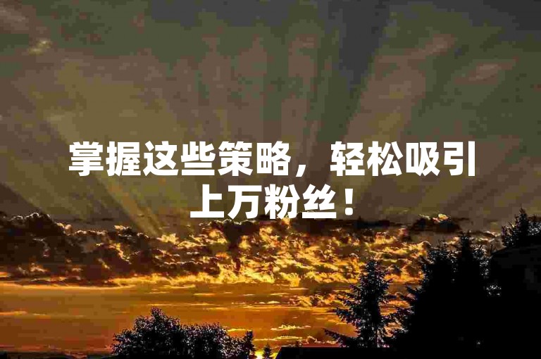 掌握这些策略，轻松吸引上万粉丝！